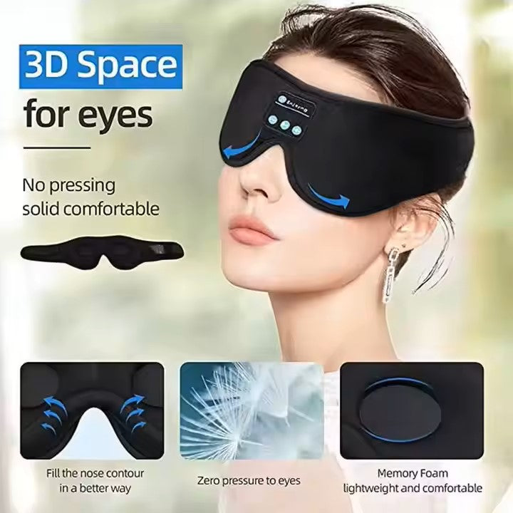 3D Sleep Mask Bluetooth Wireless Music Eye Mask, Sleeping Headphones for Side Sleepers Sleep Mask with Bluetooth Headphones Ultra-Thin Stereo Speakers Perfect for Sleeping